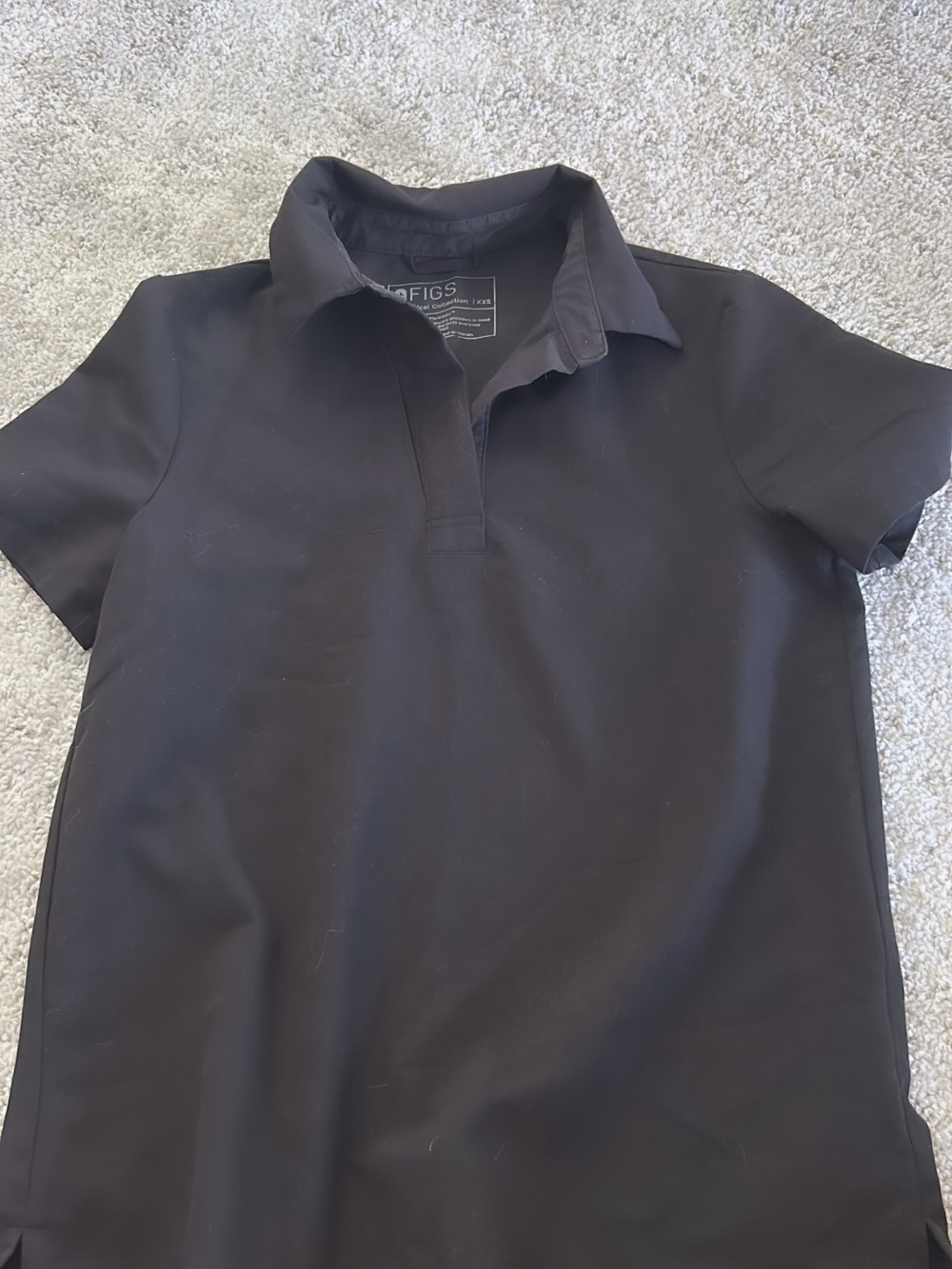 Figs Black Short-Sleeve Polo